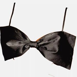 Bow Front CutOut Tie Backless Glitter Strap Crop Satin Cami Top Size M